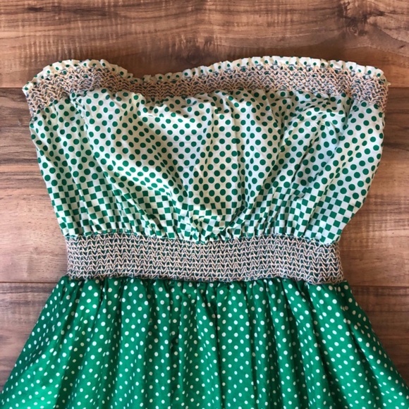 Anthropologie Maeve Strapless Green Dress 4 - Picture 2 of 10